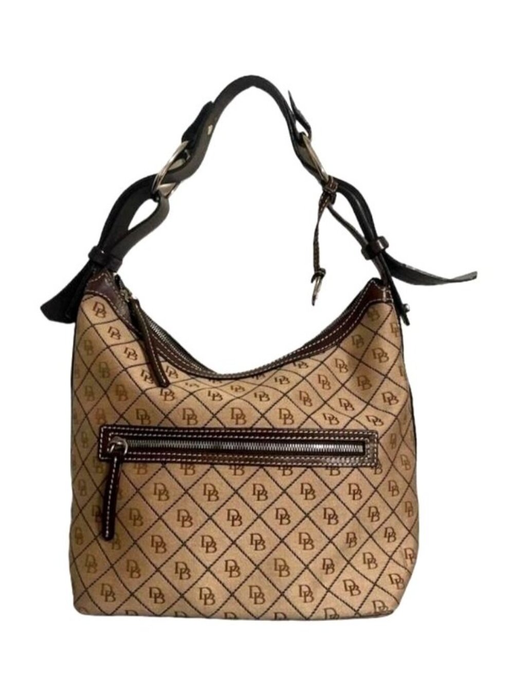 Dooney & Bourke Signature Tan & Brown Logo Shoulder Bag